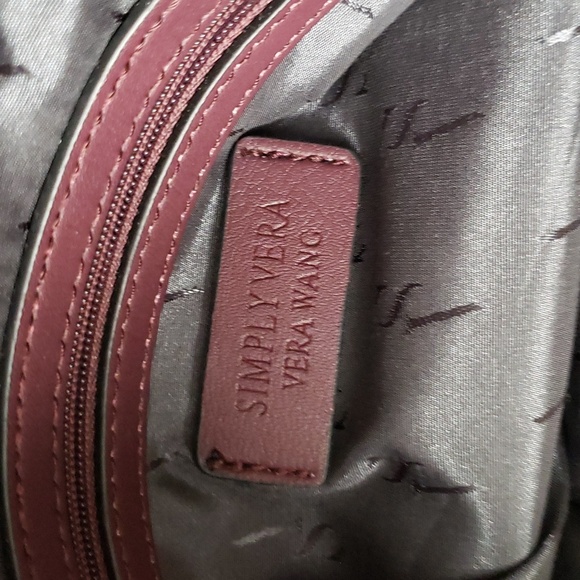 Simply Vera by Vera Wang Large Shoulder Bag Tote Maroon Fades to Black - Picture 10 of 16